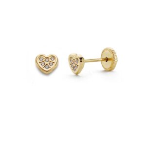 Pendientes de oro con forma de corazón y circonitas